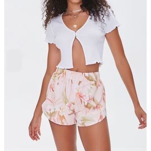 Tropical Leaf Print Shorts